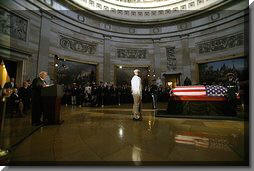 Vice President Dick Cheney delivers the eulogy for former President Ronald Reagan during the State Funeral Ceremony in the Rotunda of the U.S. Capitol Wednesday, June 9, 2004. White House photo by David Bohrer.